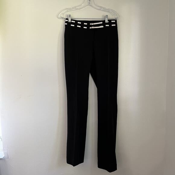 Cache Vintage Y2K Black Low Waisted Belted Trousers Pants Size 2 - Picture 3 of 8